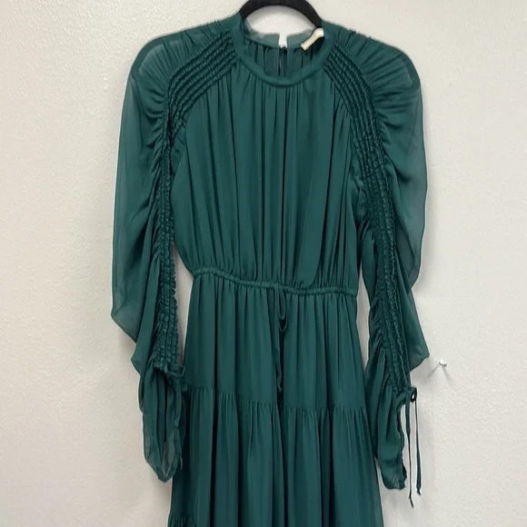 Noelle gathered silk midi dress - Picture 3 of 10